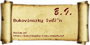 Bukovinszky Iván névjegykártya